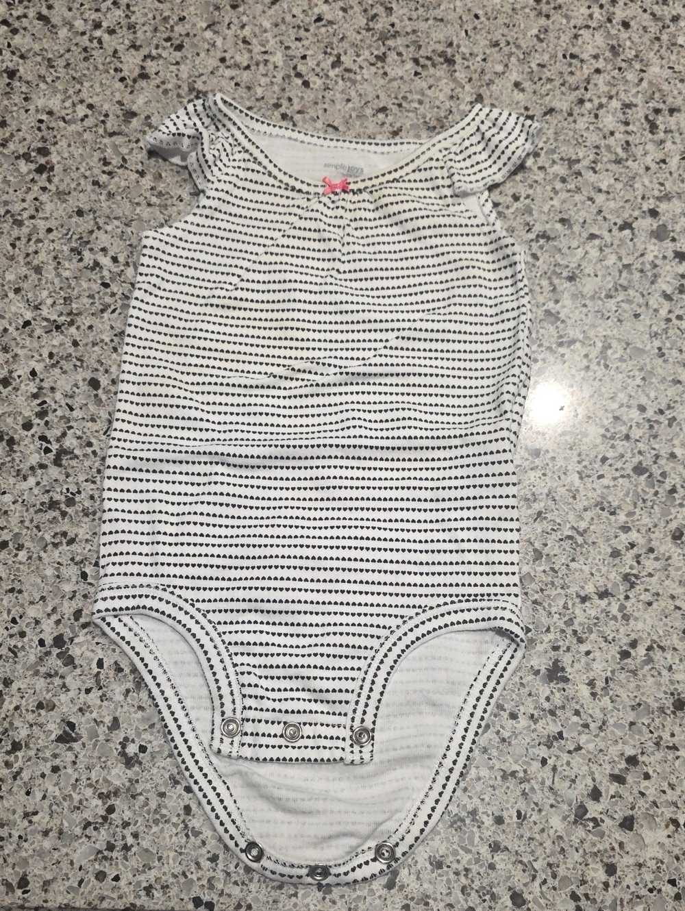 Black & White Striped Baby One-Piece Bodysuit with Pink Bow
